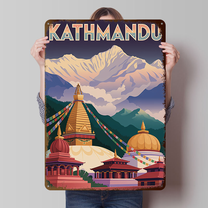 Home Decor Kathmandu - Kathmandu Travel Tinplate Poster Custom Wall