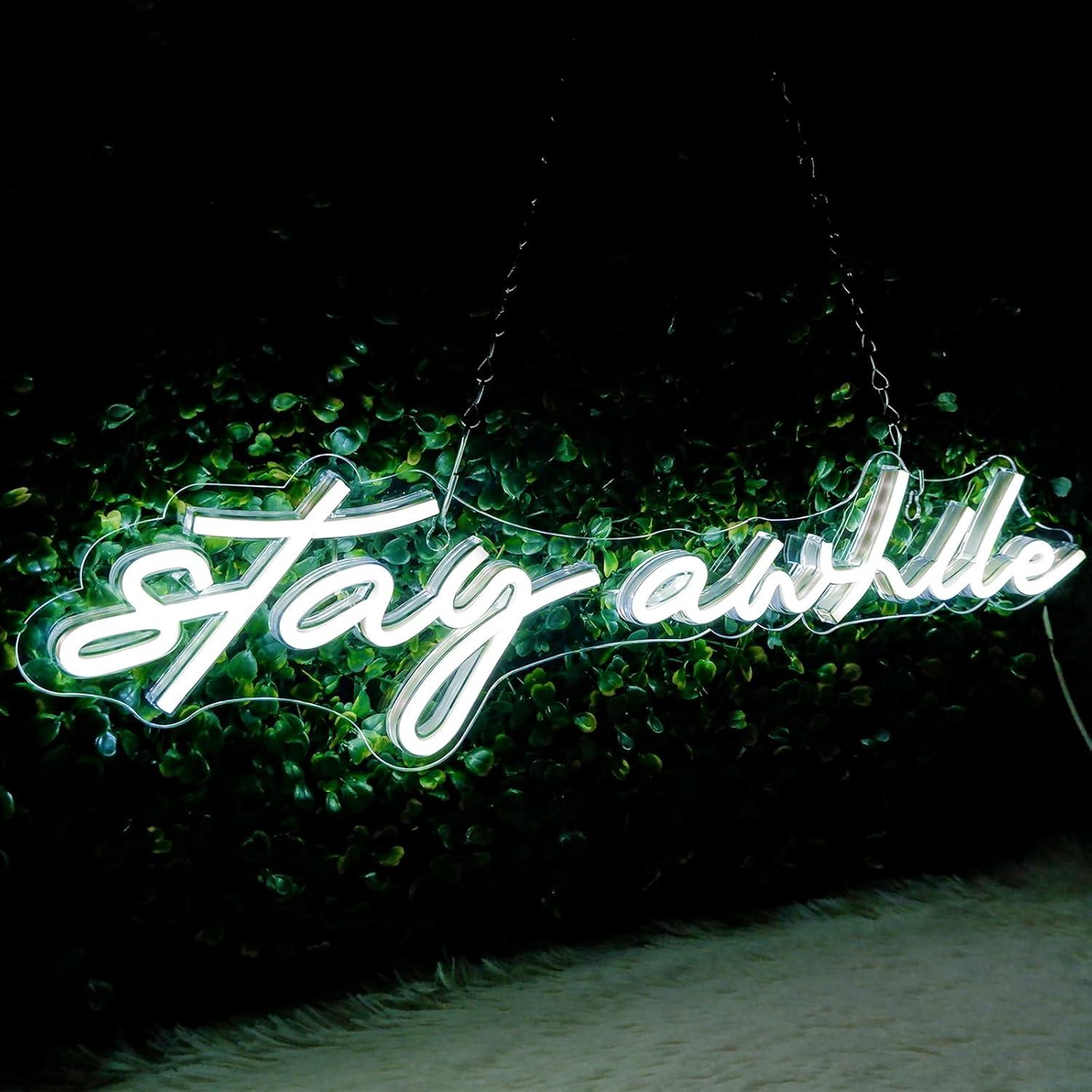 Home Decor Gift - Stay Awhile Neon Signs USB Dimmable