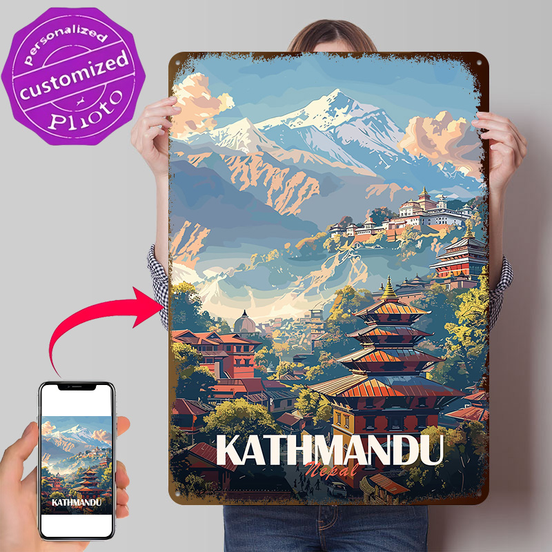 Home Decor Kathmandu - Kathmandu Nepal Cityscape Poster Retro 3D