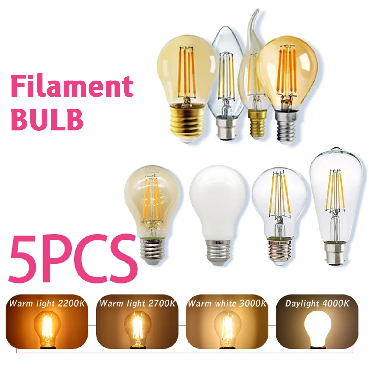 Home Decor Retro - 5PCS E27 E14 B22 Retro Edison