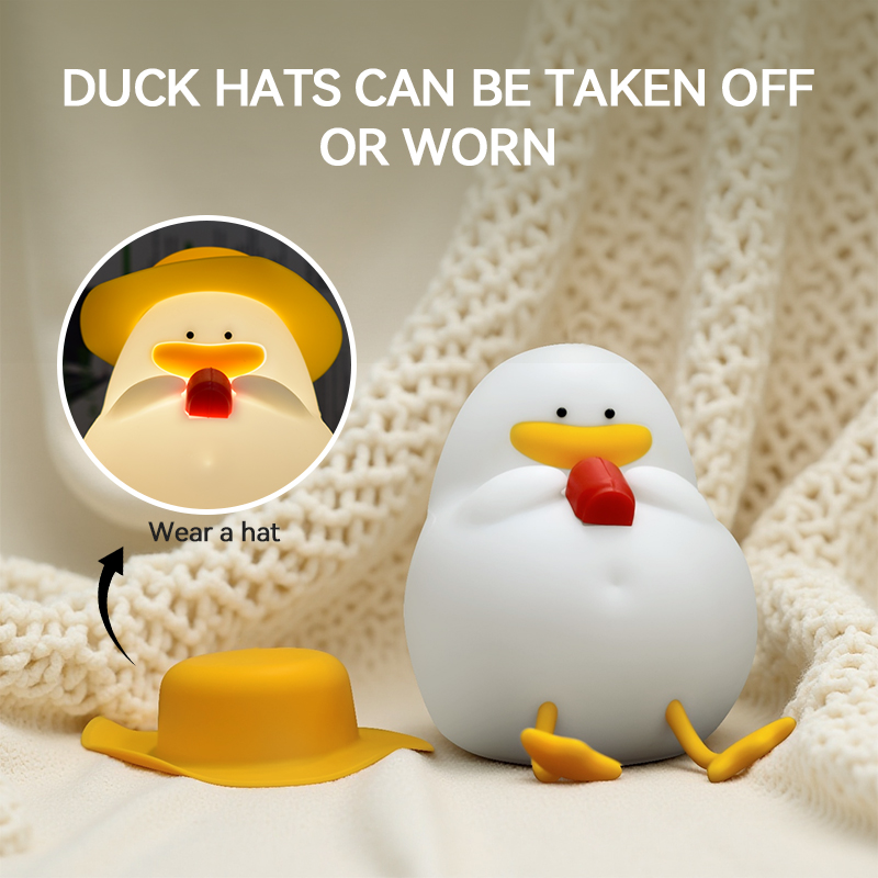 Home Decor Gift - Happy Duck Night Light,Touch-Control Bedside Lamp,Chargable