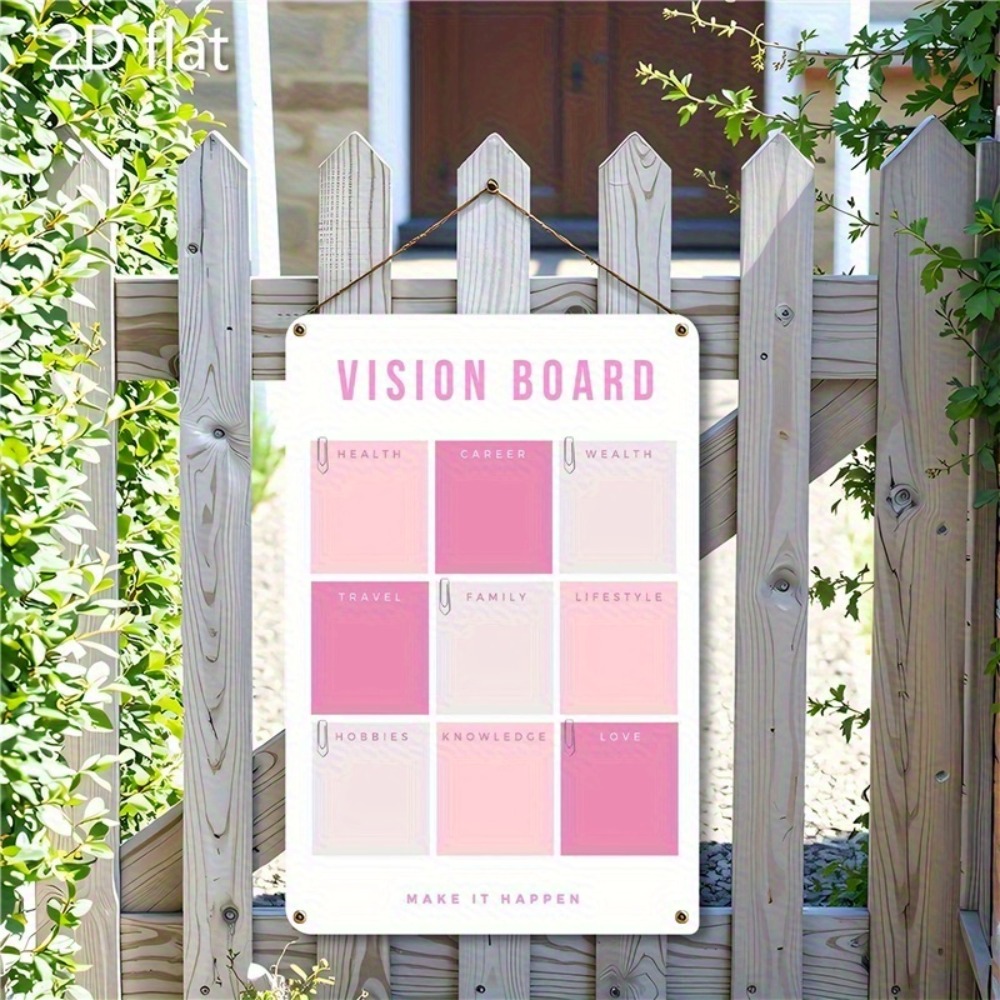 Home Decor Vision Board - 2D Flat Metal Wall Art, Pink