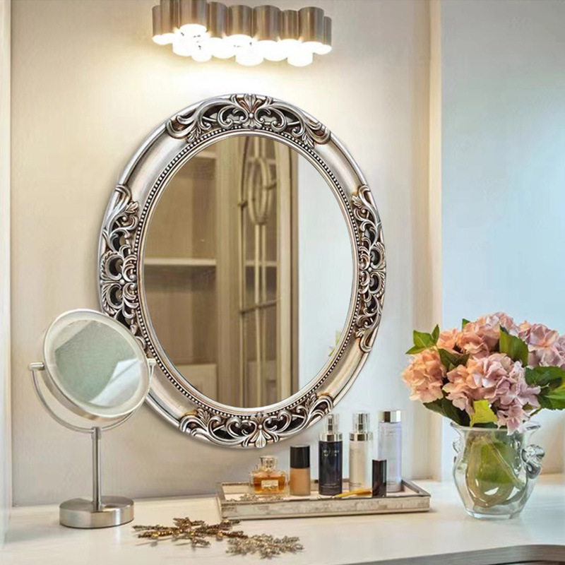 Vanity Home Decor - European Oval Hollow Bathroom Vanity Mirror
