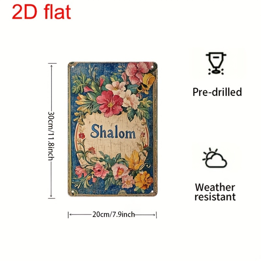 Home Decor Vintage - CIFBUY Vintage Floral Shalom Aluminum Wall