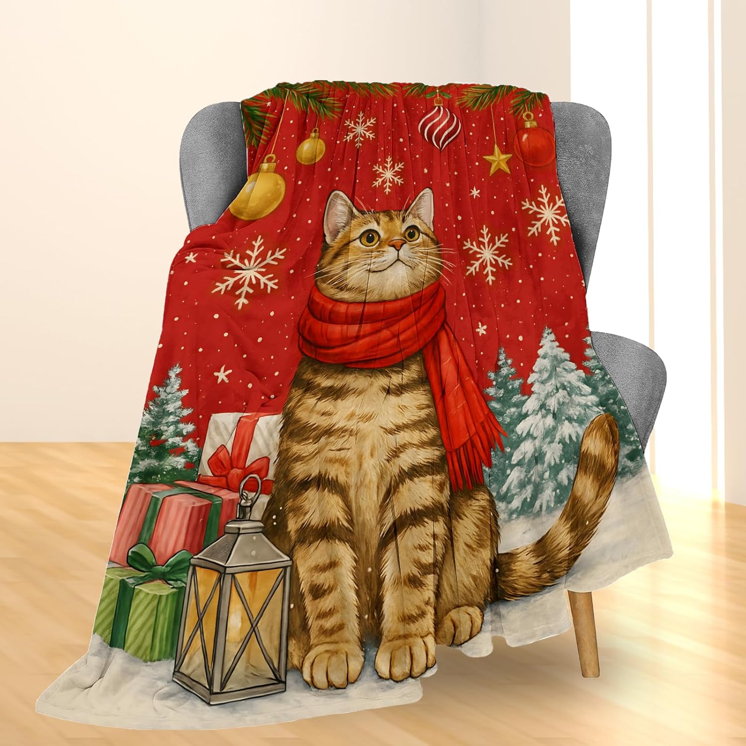 Festive Cat Christmas Throw Bl - Home Xmas Decor Ideas ulasan dan harga