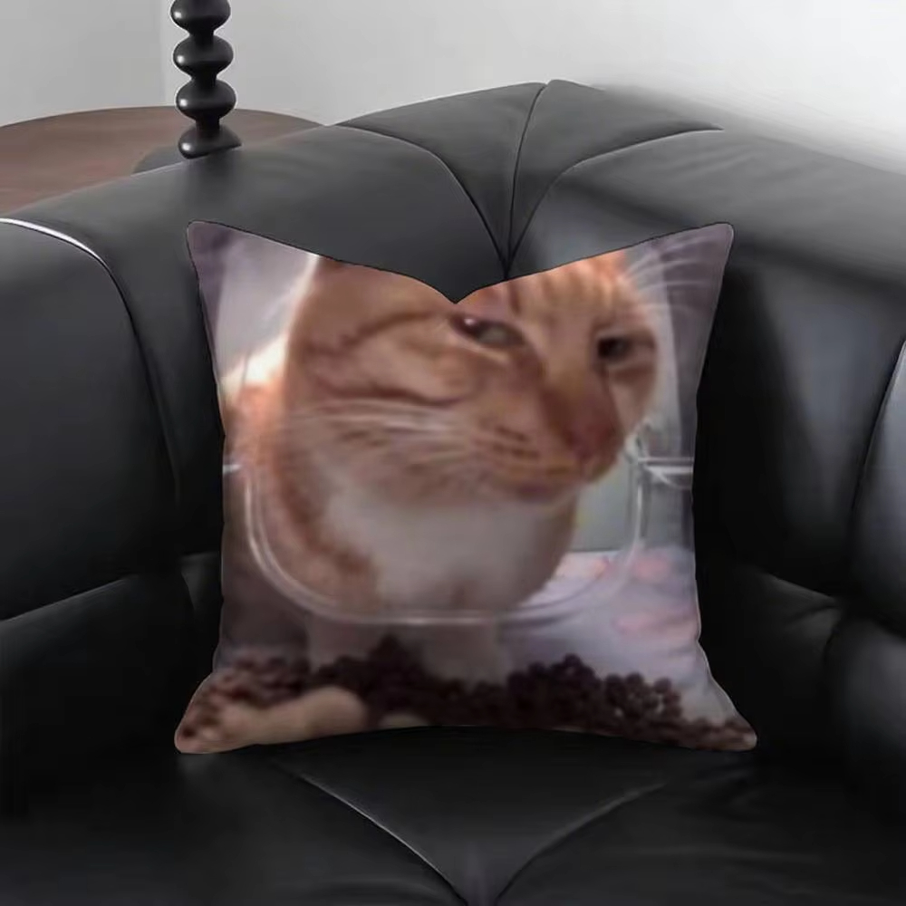 Funny Cat M-Meme Pillow Cover  - Home Decor Emoji ulasan dan harga