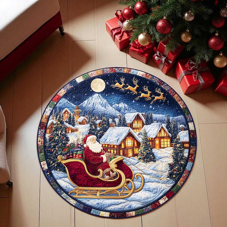Santa Sleigh Christmas Round D - Home Xmas Decor Ideas ulasan dan harga
