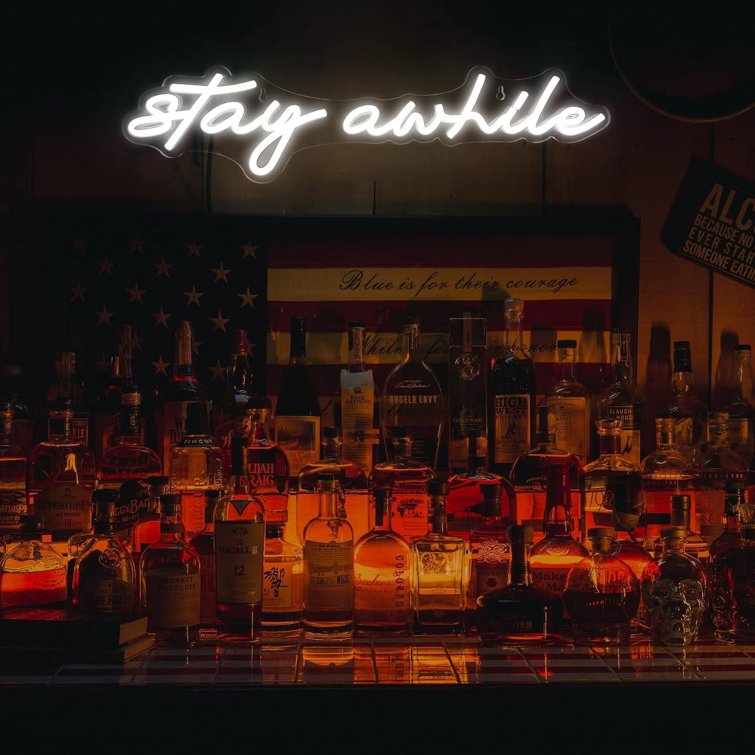 Stay Awhile Neon Signs USB Dim - Home Decor Gift ulasan dan harga