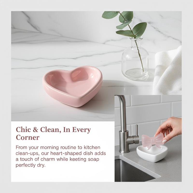Cute Bow Heart Shaped Ceramic  - Vanity Home Decor ulasan dan harga