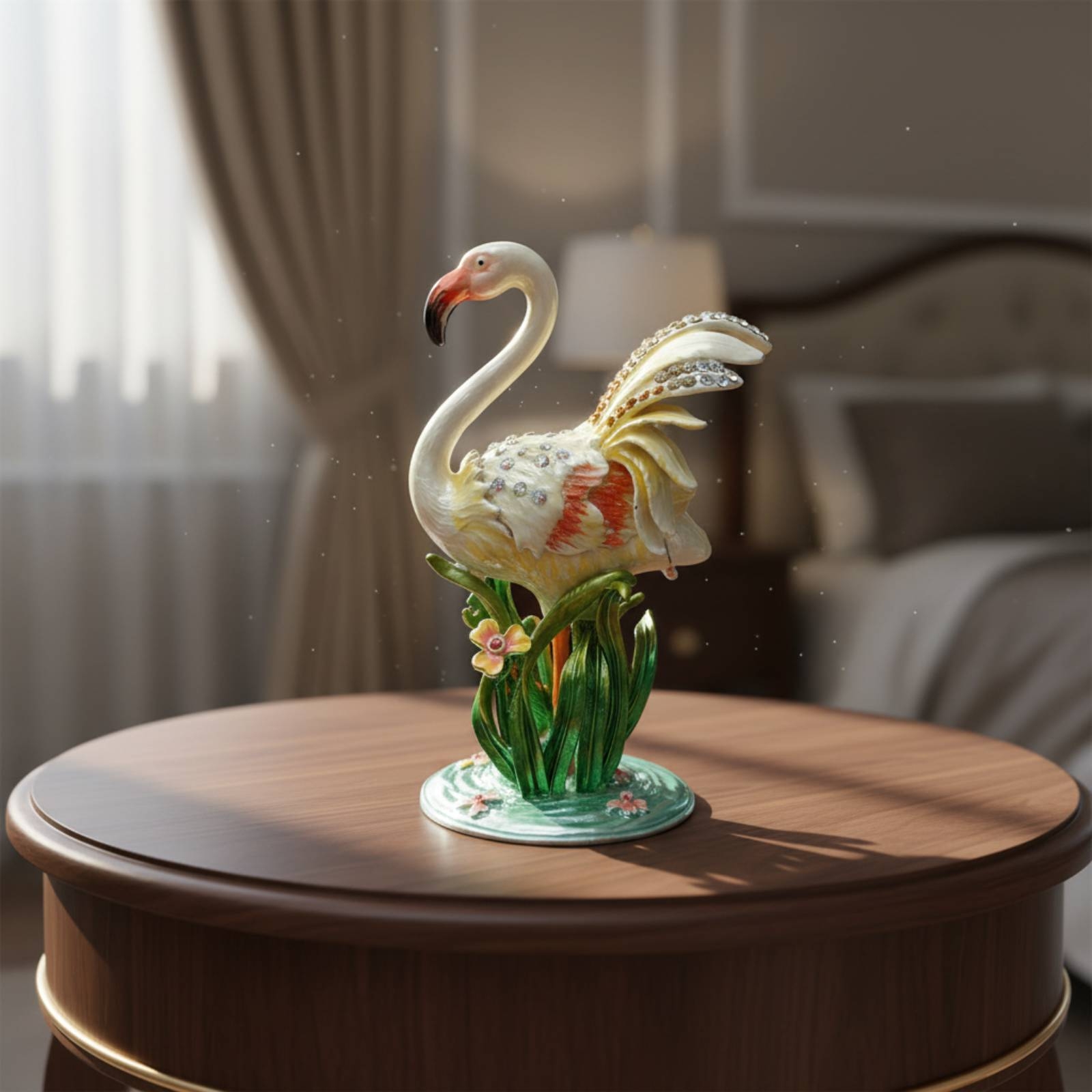 Metal Flamingo Jewelry Box Jew - Vanity Home Decor ulasan dan harga