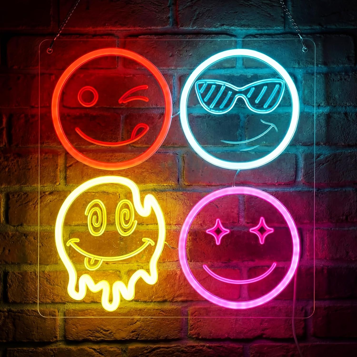Cute Smiley Face LED Neon Sign - Home Decor Emoji ulasan dan harga