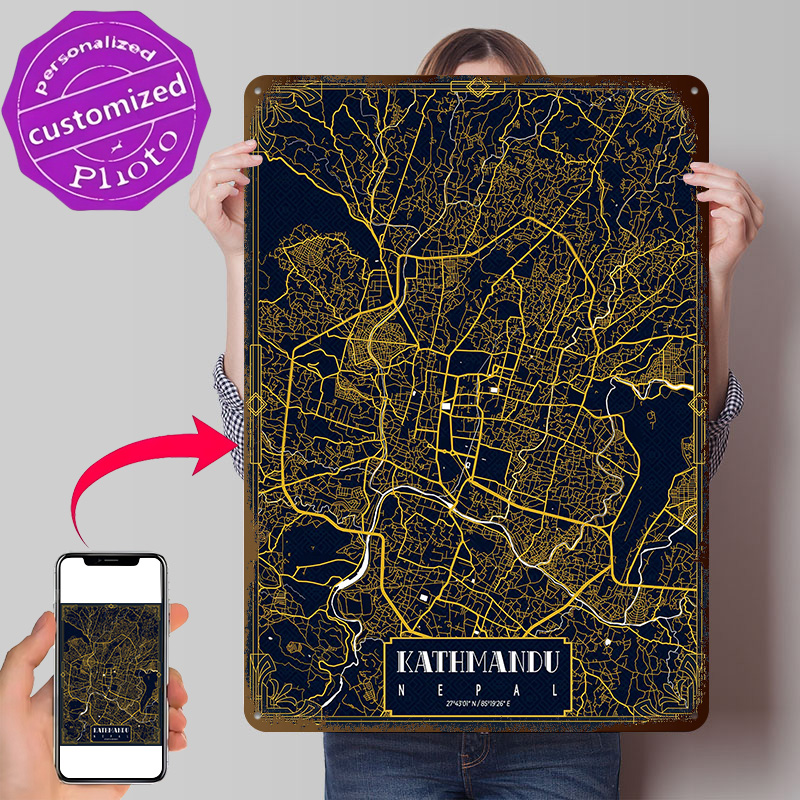 Kathmandu City Map Gold 3D Tex - Home Decor Kathmandu ulasan dan harga