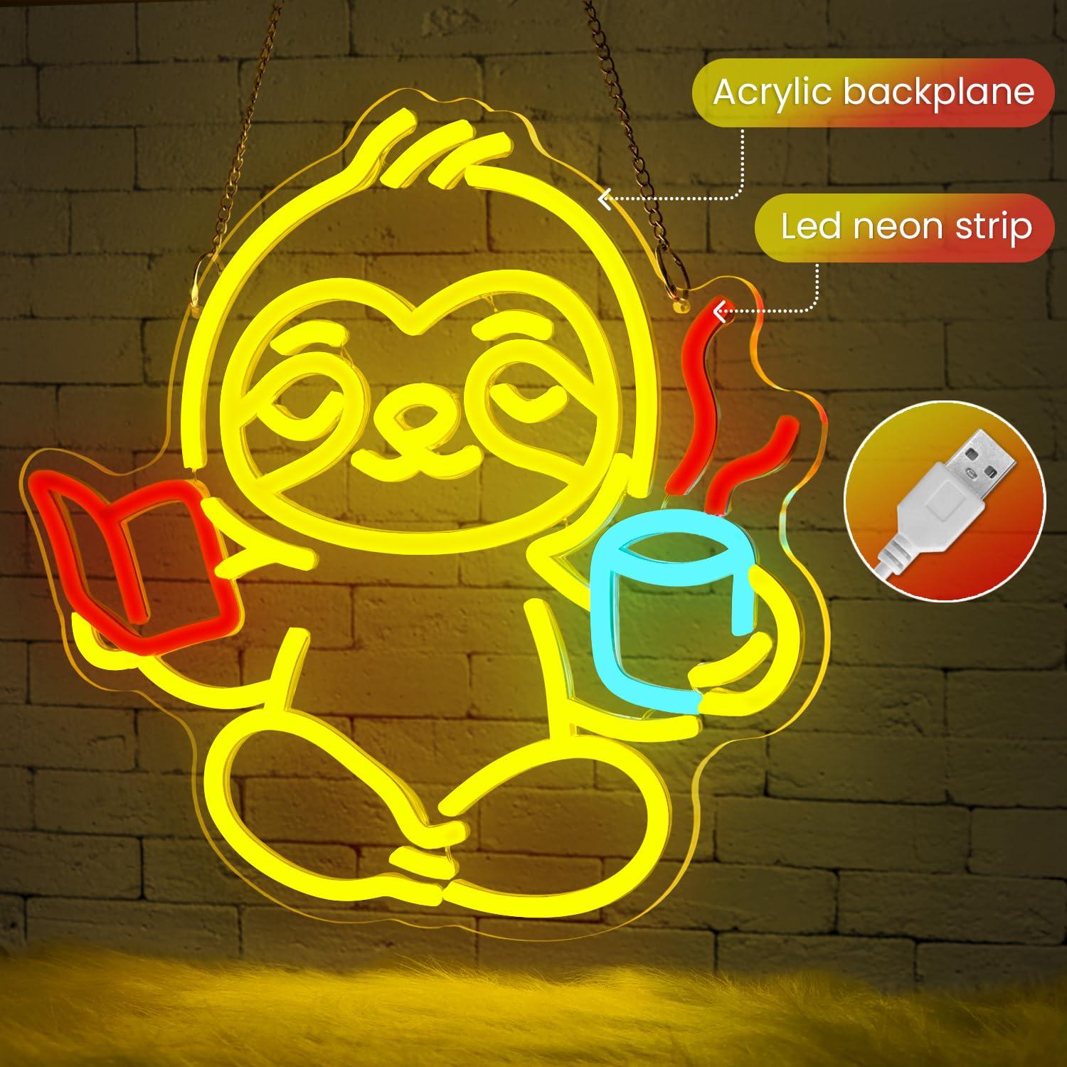 Sloth Neon Sign USB Dimmable L - Home Decor Gift ulasan dan harga