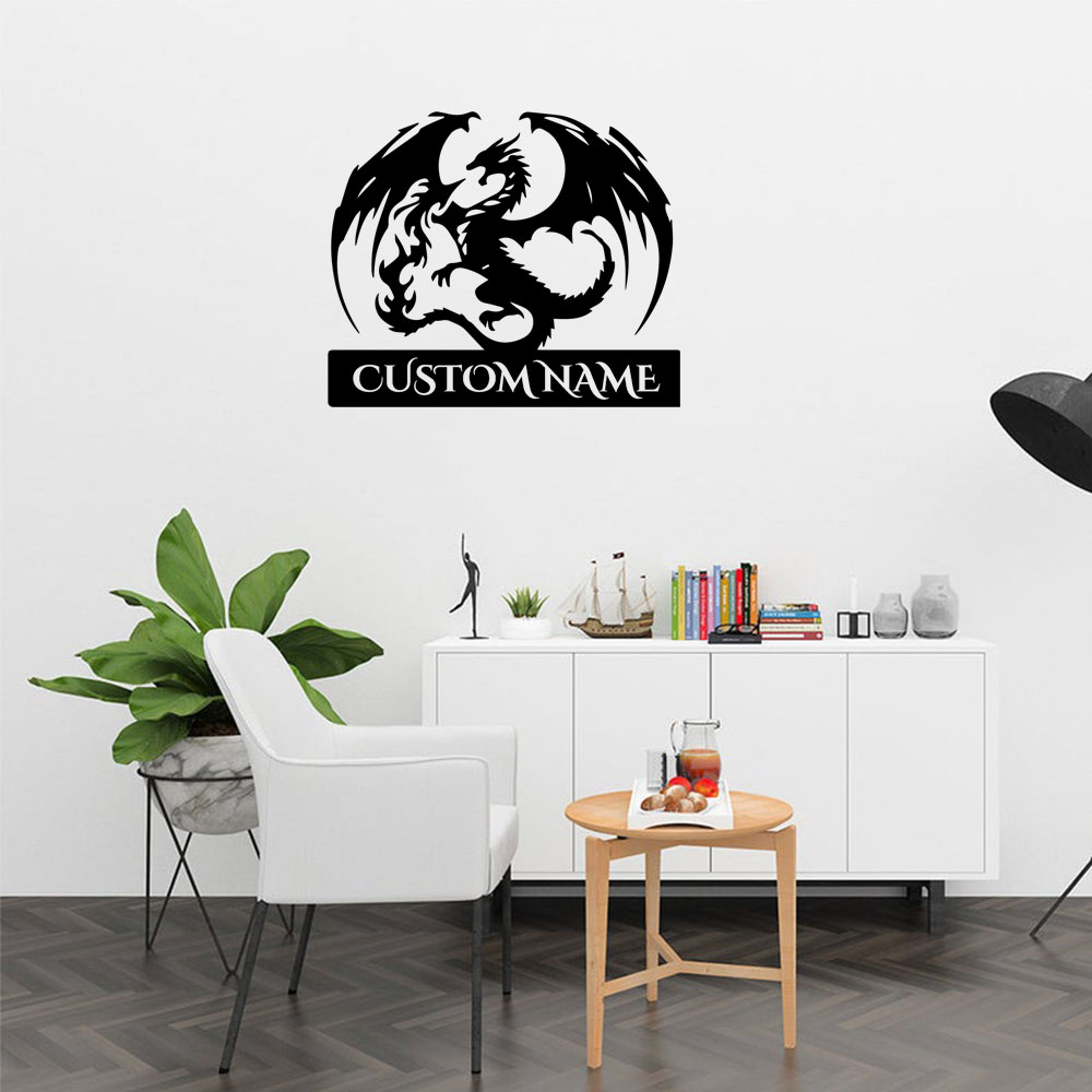 1PC Cute Dragon Custom Text Na - Home Decor Sticker ulasan dan harga