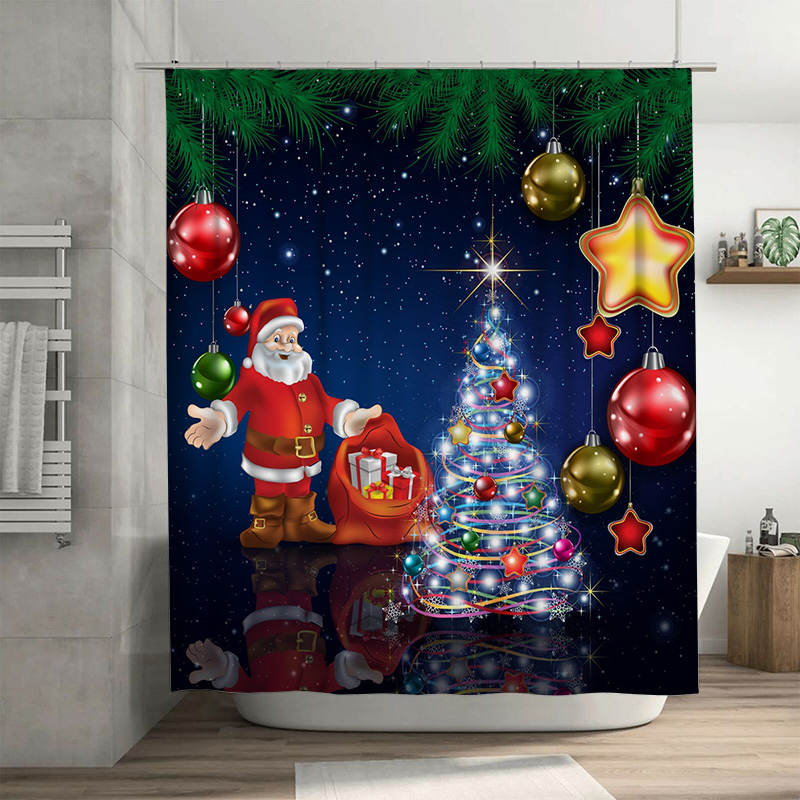 TU Christmas Shower Curtain Sa - Home Xmas Decor Ideas ulasan dan harga