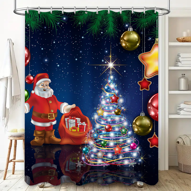 TU Christmas Shower Curtain Sa - Home Xmas Decor Ideas ulasan dan harga