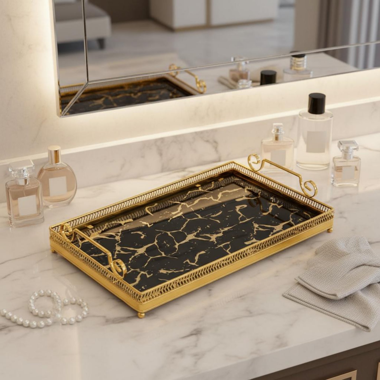 Decorative Mirror Tray Nordic  - Vanity Home Decor ulasan dan harga