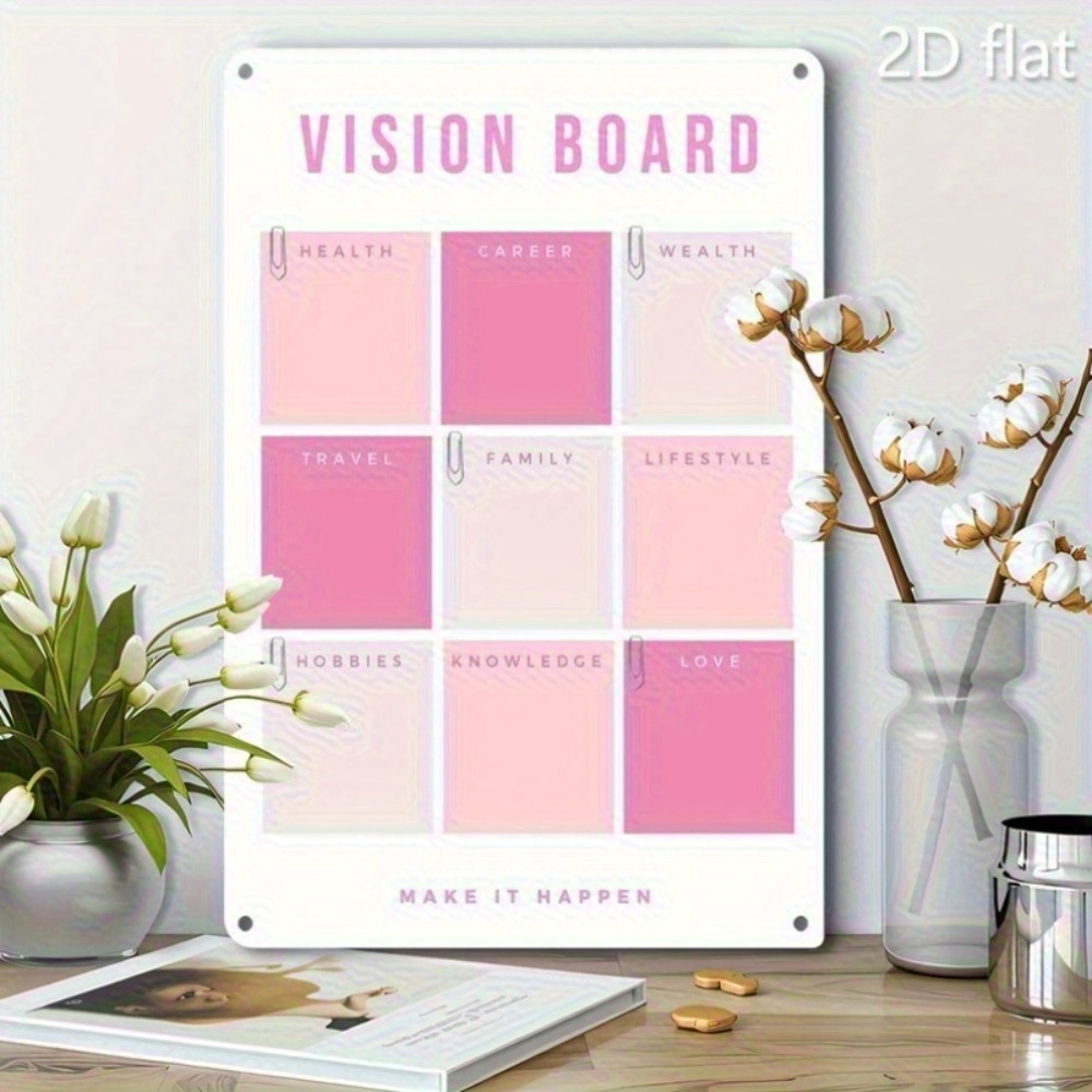 2D Flat Metal Wall Art, Pink W - Home Decor Vision Board ulasan dan harga