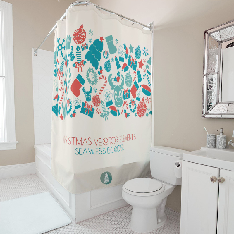 TU Christmas Shower Curtain Fe - Home Xmas Decor Ideas ulasan dan harga